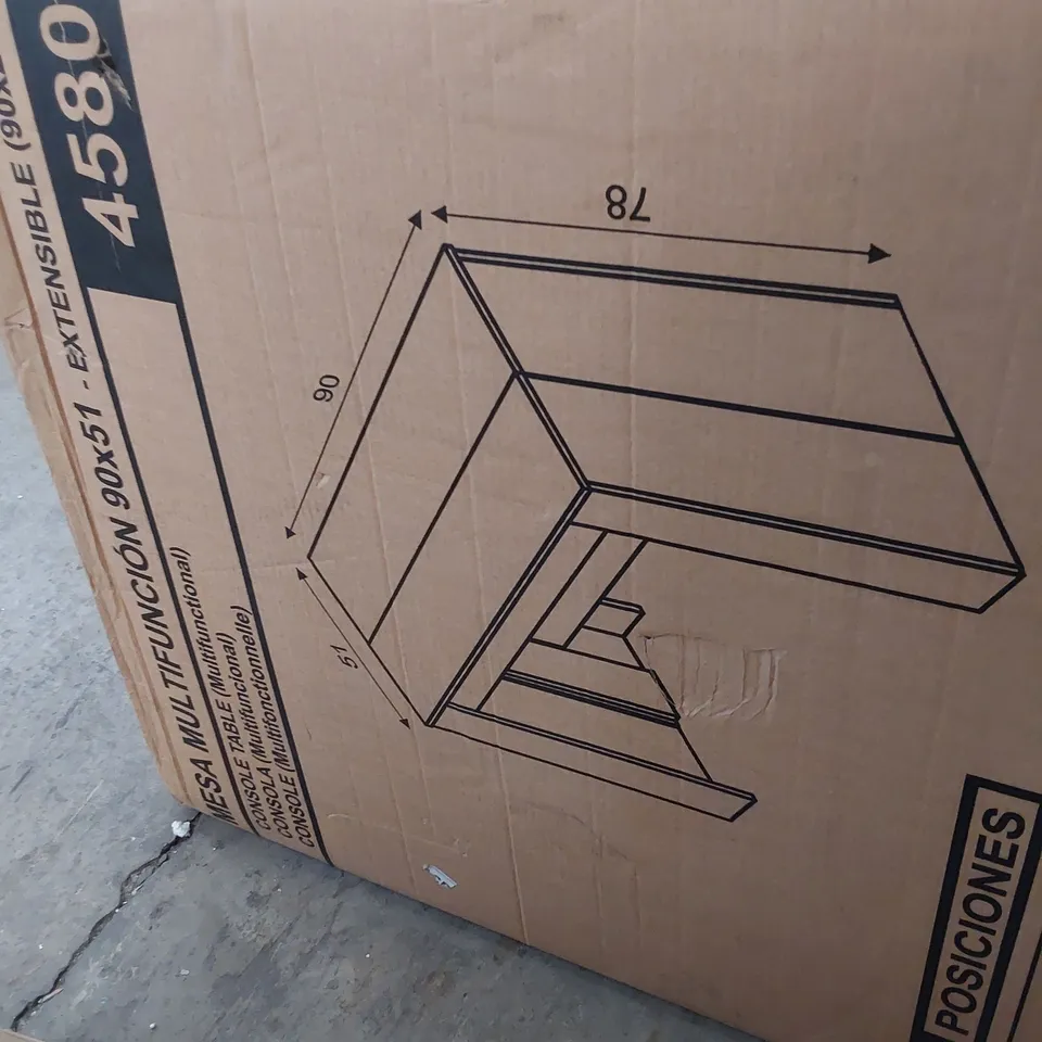 BOXED MESA EXTENDING  CONSOL TABLE