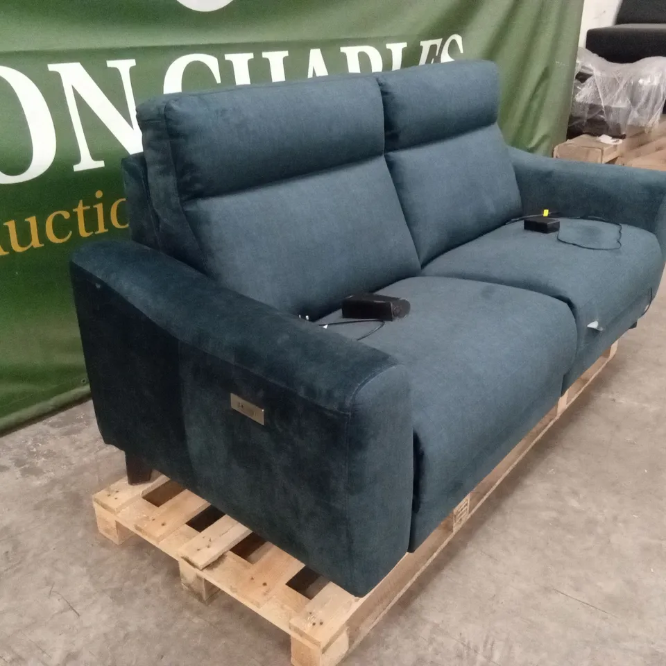 QUALITY DESIGNER 3 SEATER FABRIC ELECTRIC RECLINER SOFA - TEAL