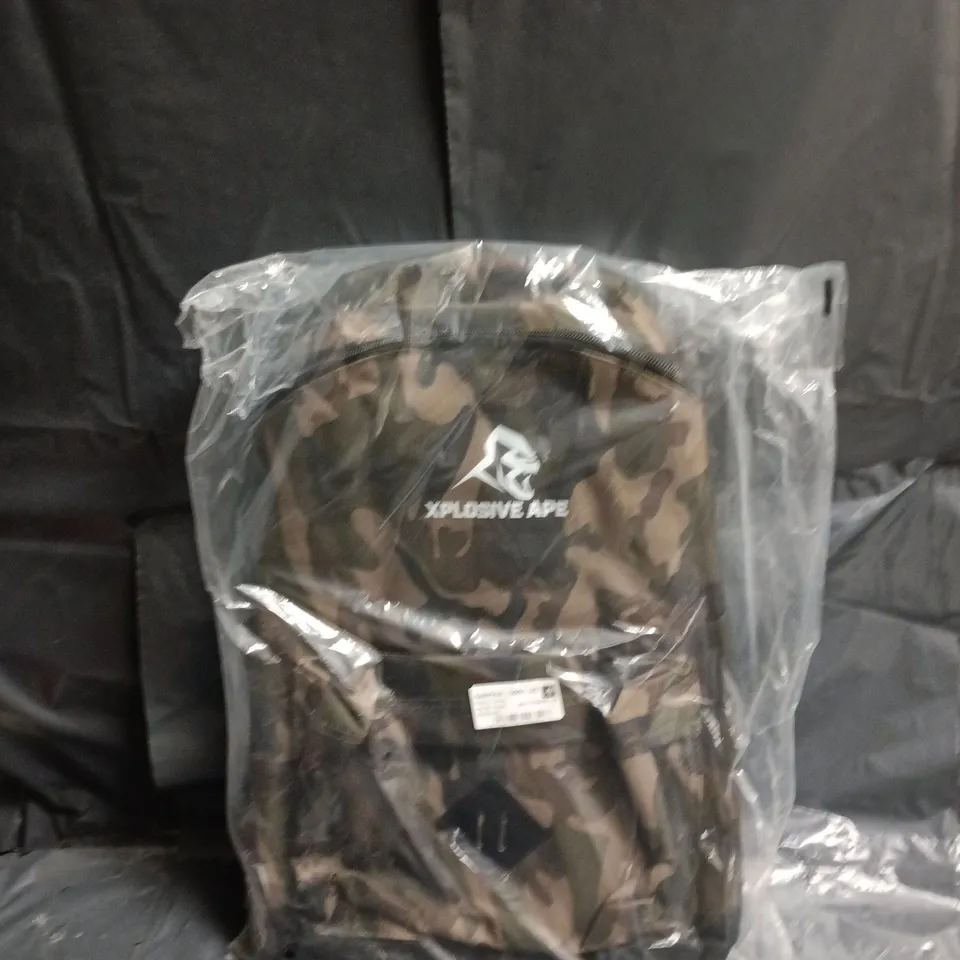EXPLOSIVE APE CAMOUFLAGE BACKPACK. BAGGED