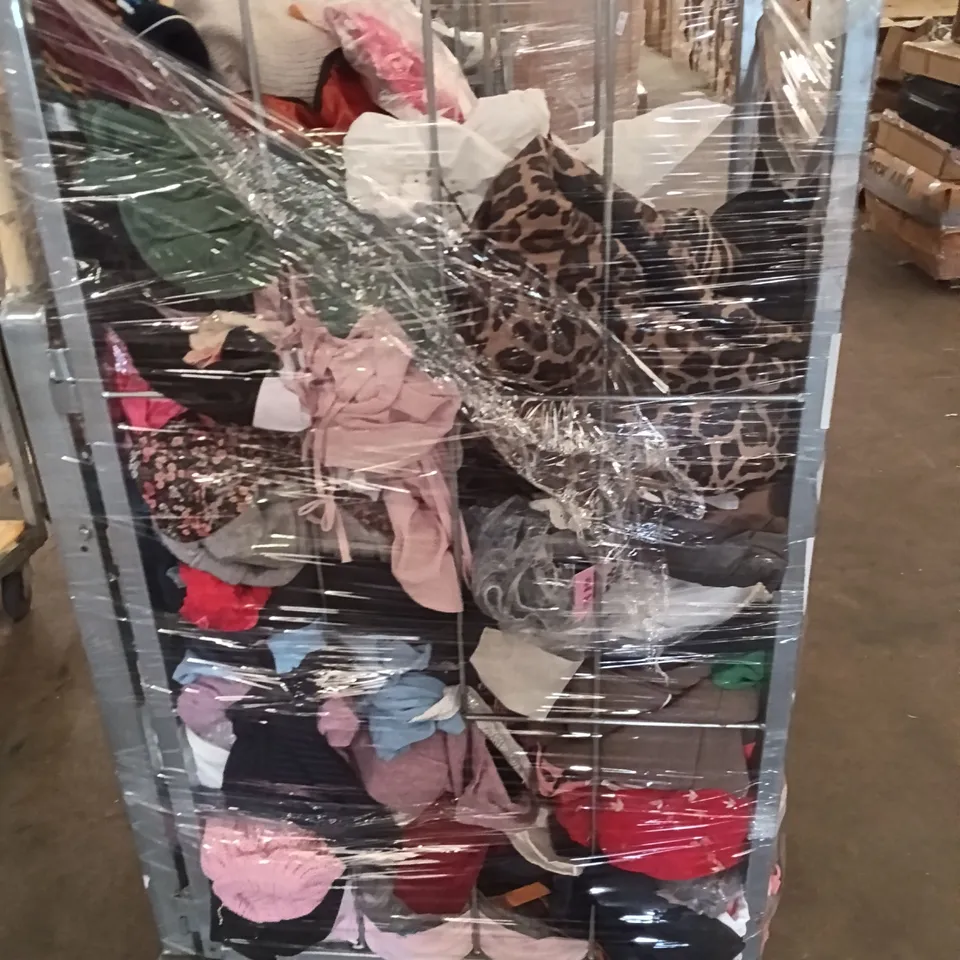 CAGE OF ASSORTED DESIGNER CLOTHING PIECES ( CAGE NOT INCLUDED )