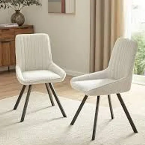 BOXED MARLOW PAIR OF BOUCLE DINING CHAIRS - CREAM/BLACK (1 BOX)