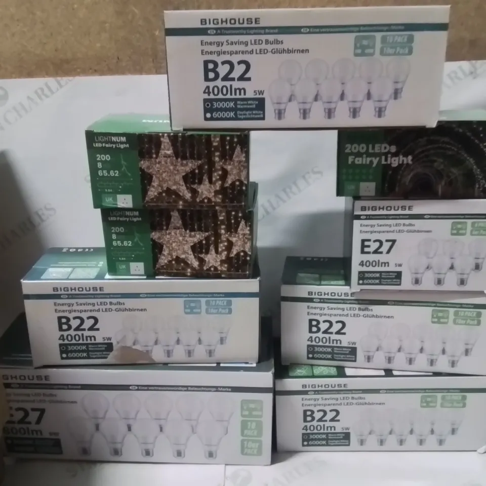 LARGE BOX CONTAINING VARIOUS ASSORTED LIGHT BULBS ECT.