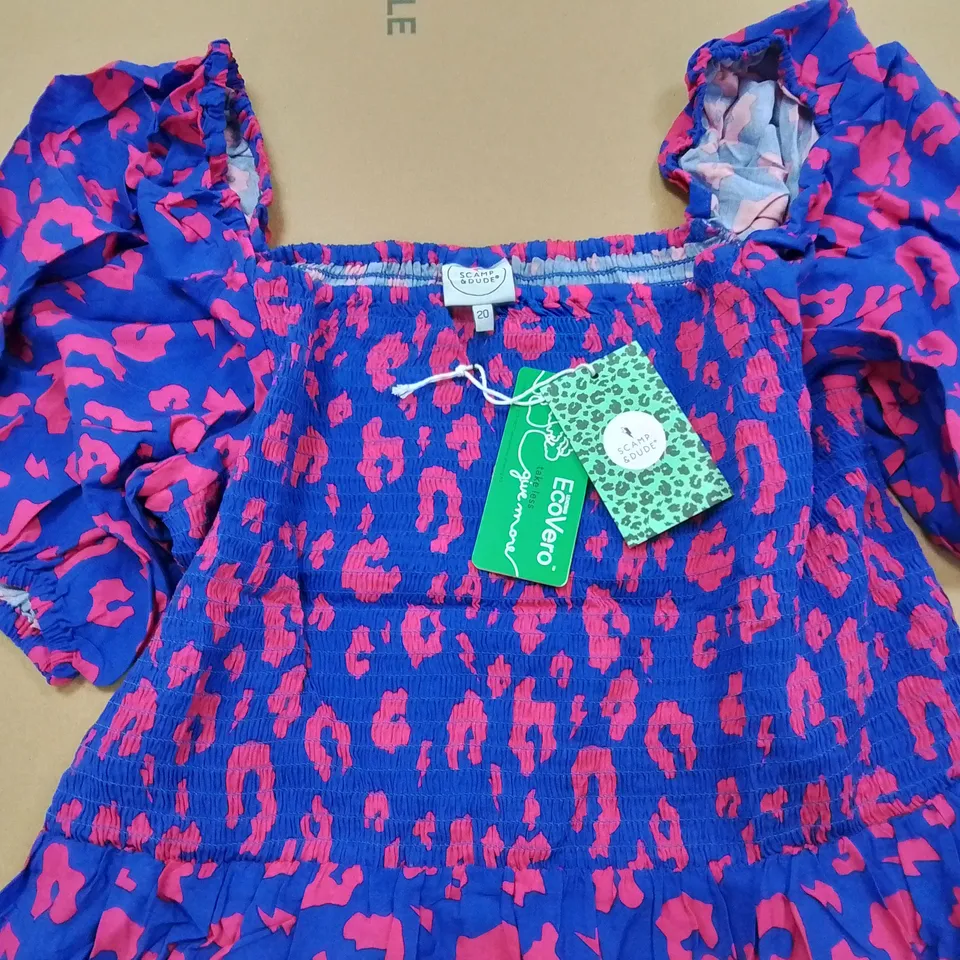 SCAMP & DUDE ADULTS SHIRRED BLOUSON MIDI DRESS - 20