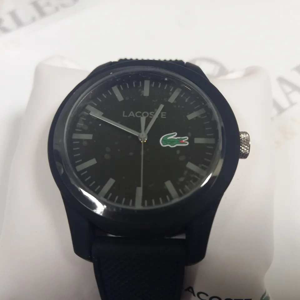 LACOSTE ALL BLACK WATCH WITH SILICONE STRAP