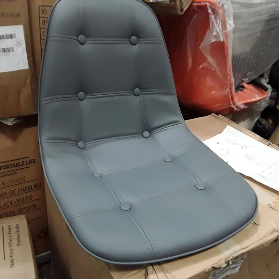 BOXED UPHOLSTERED FAUX LEATHER OFFICE CHAIR - GREY (1 BOX)