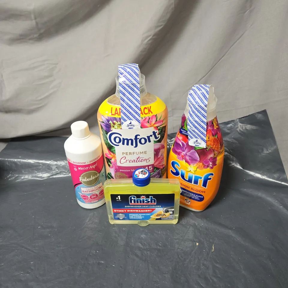 APPROXIMATELY 16 ASSORTED HOUSEHOLD ITEMS TO INCLUDE COMFORT, SURF, FINISH, FABULOSA ETC