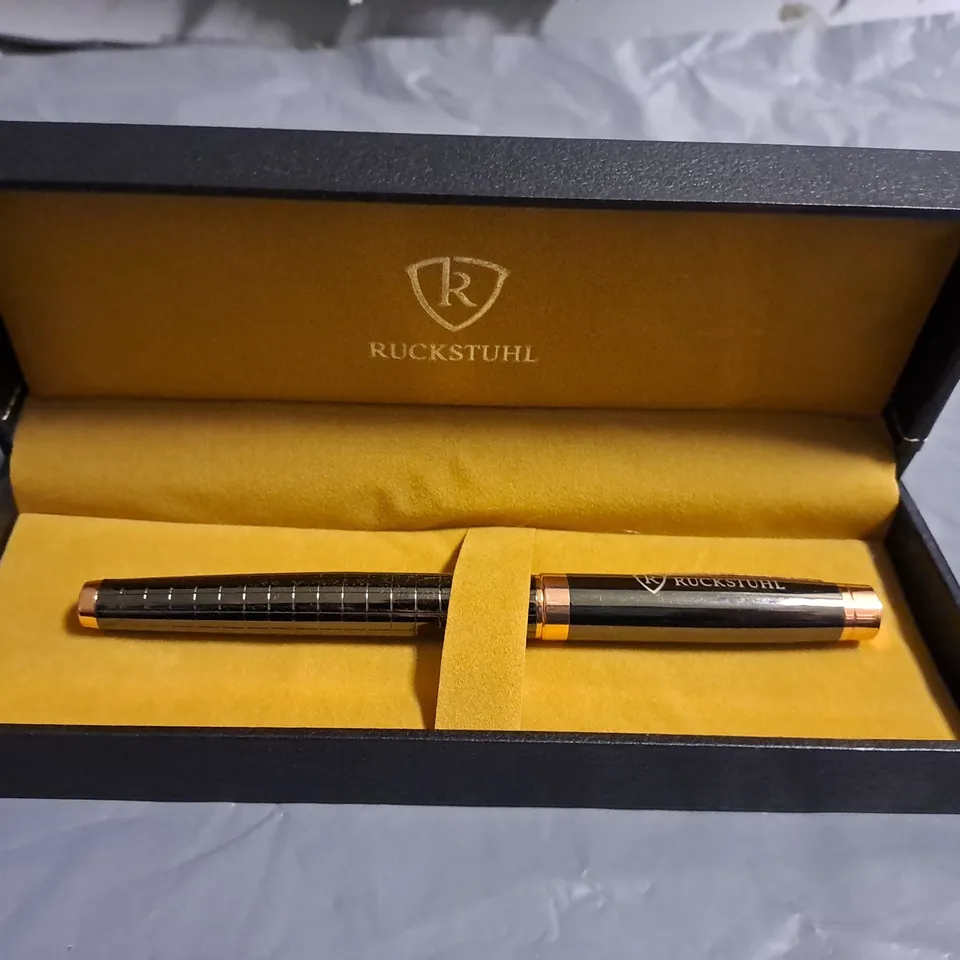 RUCKSTUHL LUXURY ROLLERBALL PEN IN ROSE GOLD BLACK