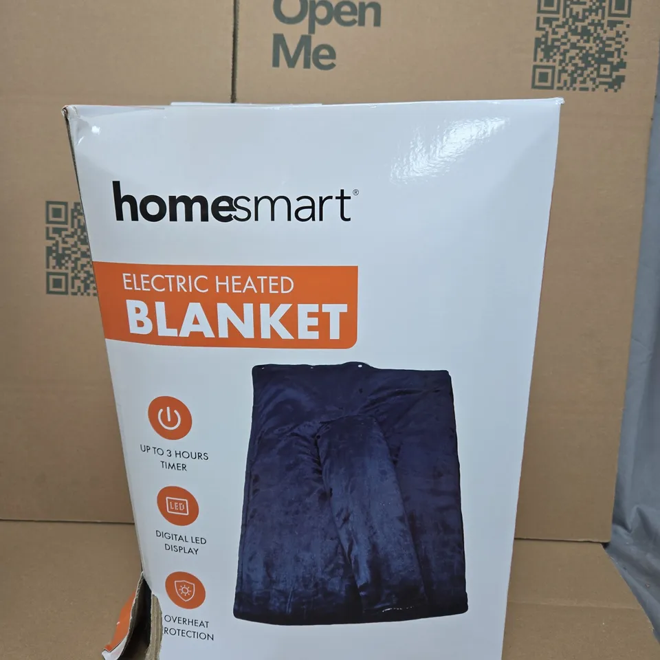 HOMEMART ELECTRIC HEATED BLANKET – BLUE, BOXED