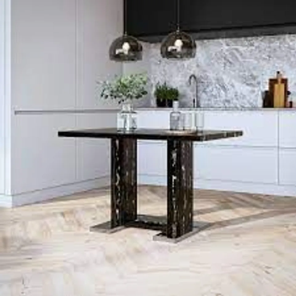 BRAND NEW BOXED JOULE BLACK MARBLE 120cm DINING TABLE (2 BOXES)