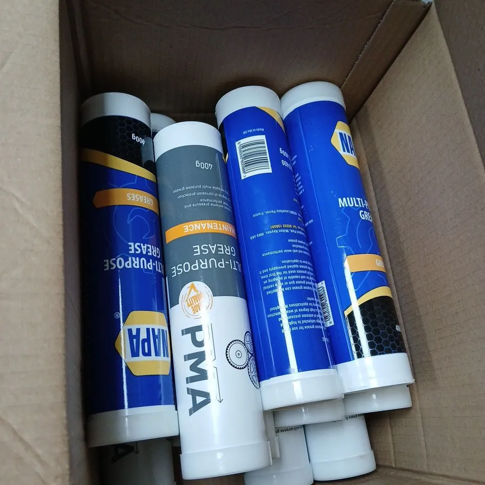 APPROXIMATELY 10 ASSORTED TUBES OF GREASE INCLUDING NAPA MULTI-PURPOSE GREASE 400G