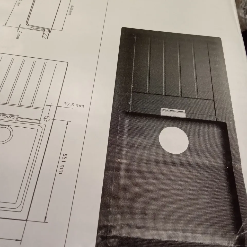 BOXED GALVANI 1 BOWL + DRAINER SINK - GREY 