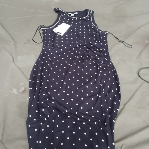 REISS NAVY BLUE POLKA DOT SLEEVELESS DRESS – SIZE M
