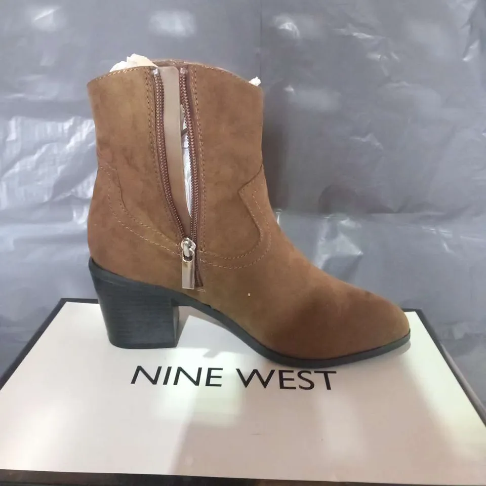 FAITH BROWN SUEDE EFFECT ANKLE BOOTS SIZE 4