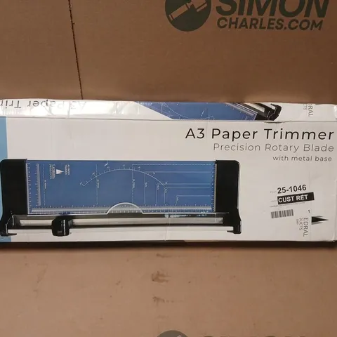 A3 PAPER TRIMMER WITH PRECISION ROTARY BLADE – METAL BASE, BOXED