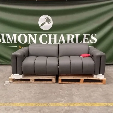 QUALITY DESIGNER ITALIAN MADE LARGE GIORGIO 3 SEATER ELECTRIC RECLINER LEATHER SOFA