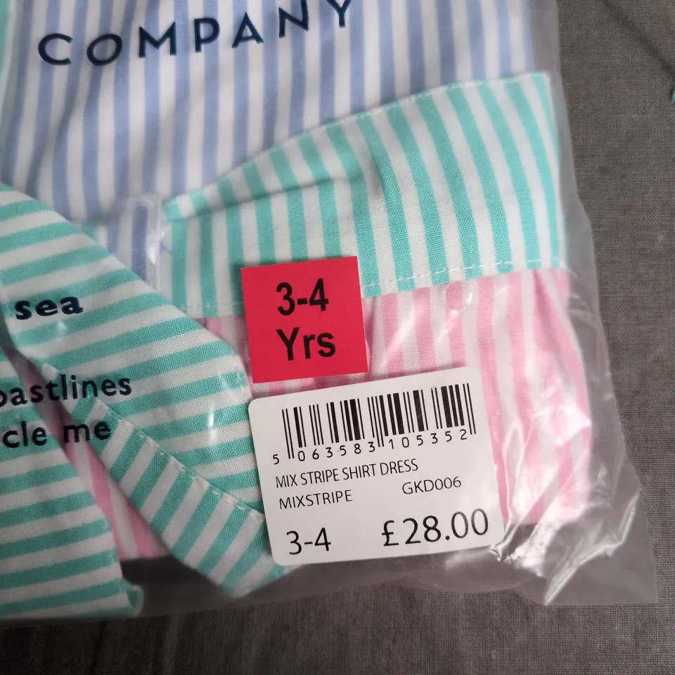 CREW CLOTHING COMPANY MIX STRIPE SHIRT DRESS – UK 3–4 YRS