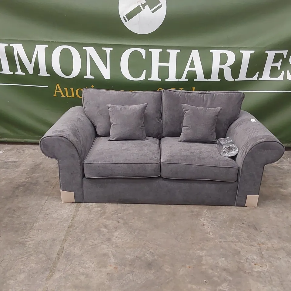 QUALITY DESIGNER BEATRICE 2 SEATER UPHOLSTERED SOFA - CHARCOAL 