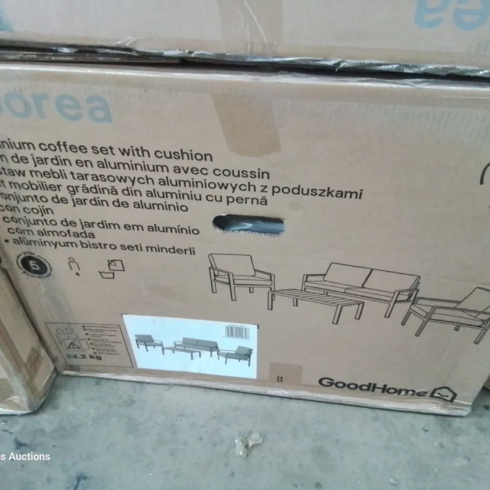 BOXED GOODHOME MOREA ALUMINIUM COFFEE SET WITH CUSHIONS 
