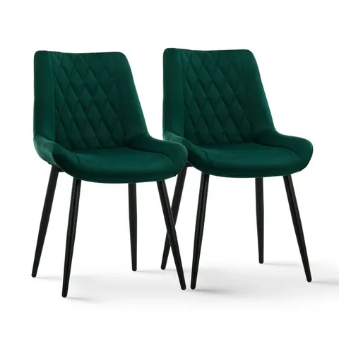 BOXED NOGALES VELVET SIDE CHAIR IN GREEN - SET OF 2 (1 BOX)