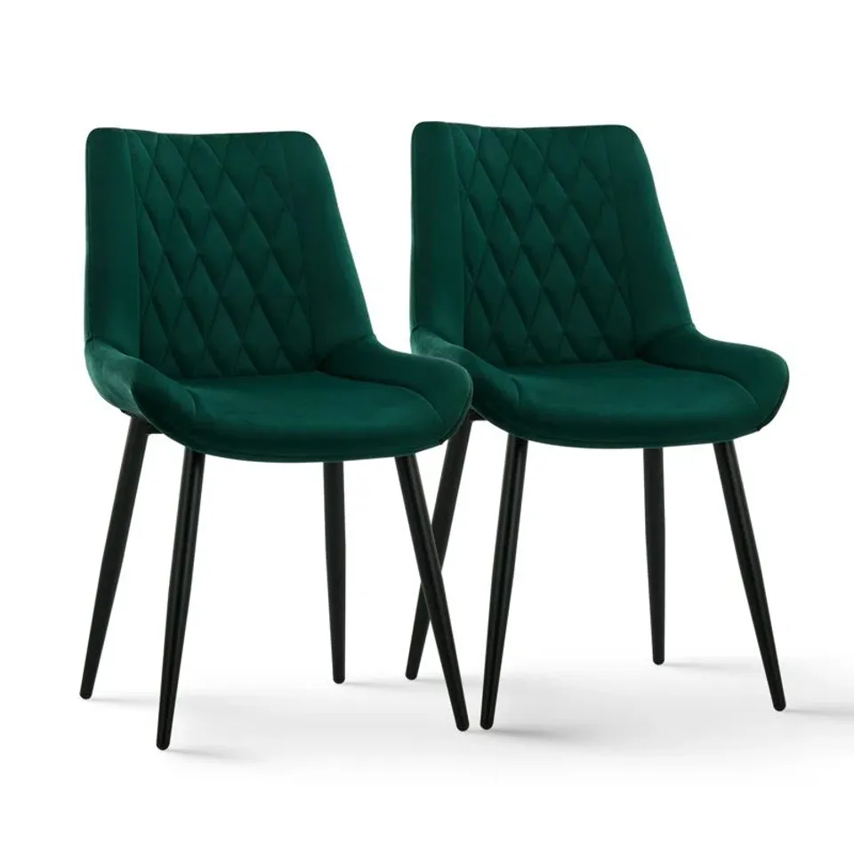 BOXED NOGALES VELVET SIDE CHAIR IN GREEN - SET OF 2 (1 BOX)