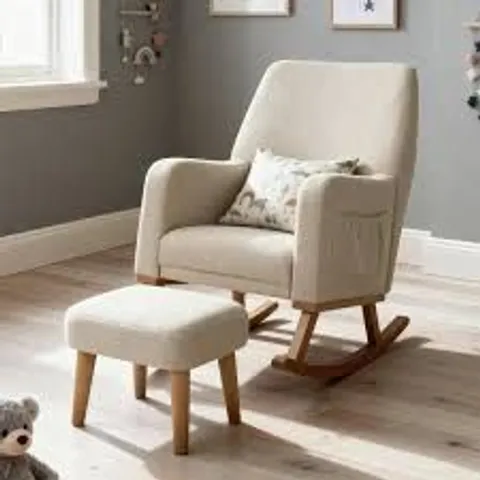 BOXED BABYMORE CALLIE NURSING CHAIR WITH STOOL - OATMEAL (1 BOX)