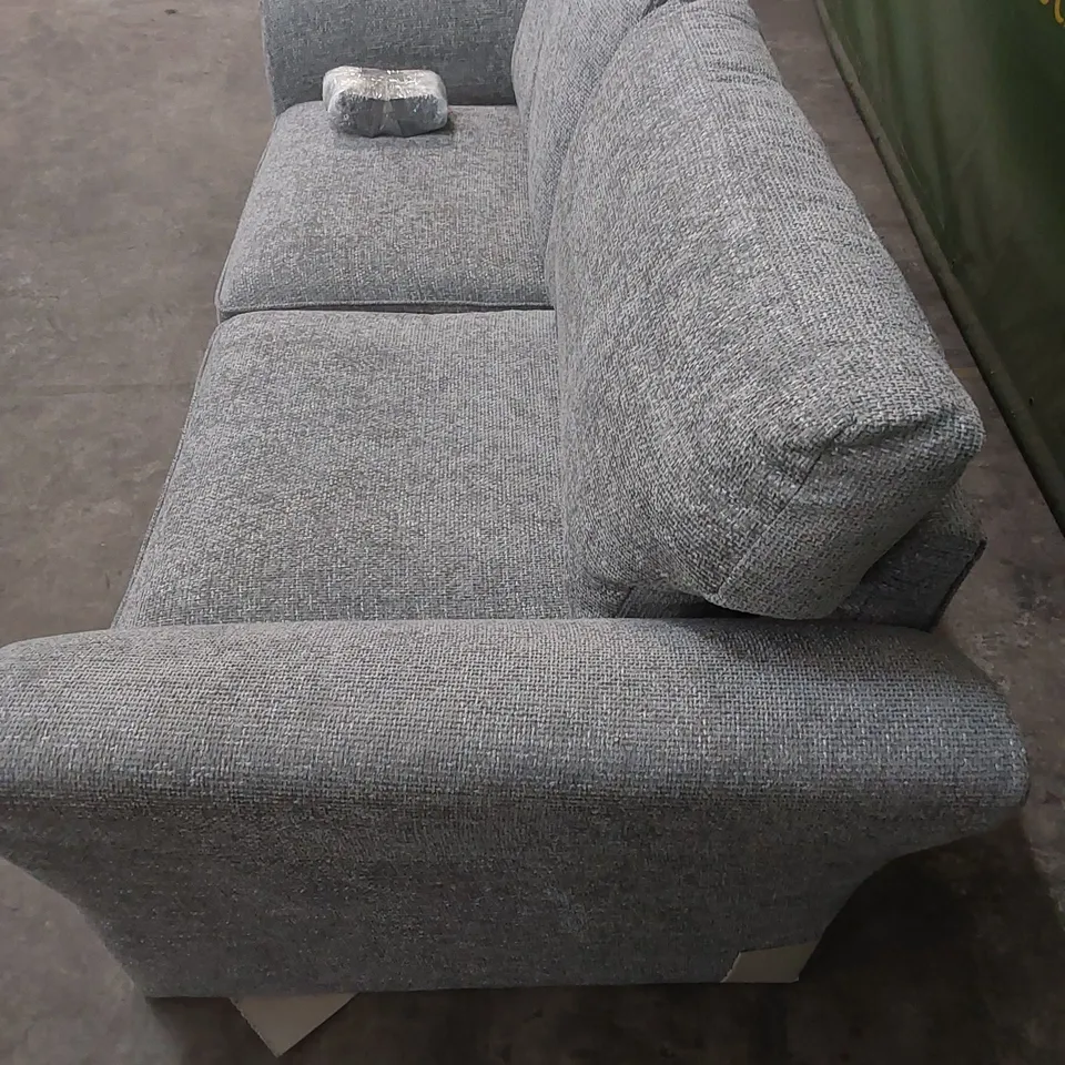 DURY 3 SEATER CHUNKY WEAVE FIXED BACK SOFA - GREY