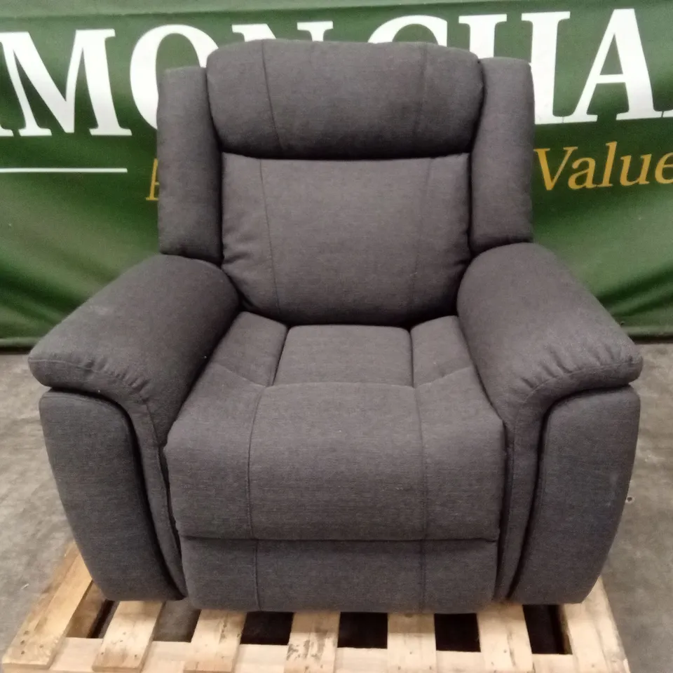 QUALITY DESIGNER FABRIC UPHOLSTERED POWER RECLINER CHAIR - CHARCOAL