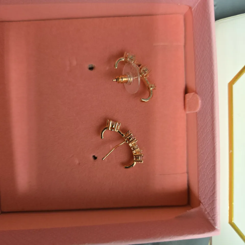 SWAROVSKI ROSE-GOLD TONE CRYSTAL DROP EARRINGS – SET OF 2