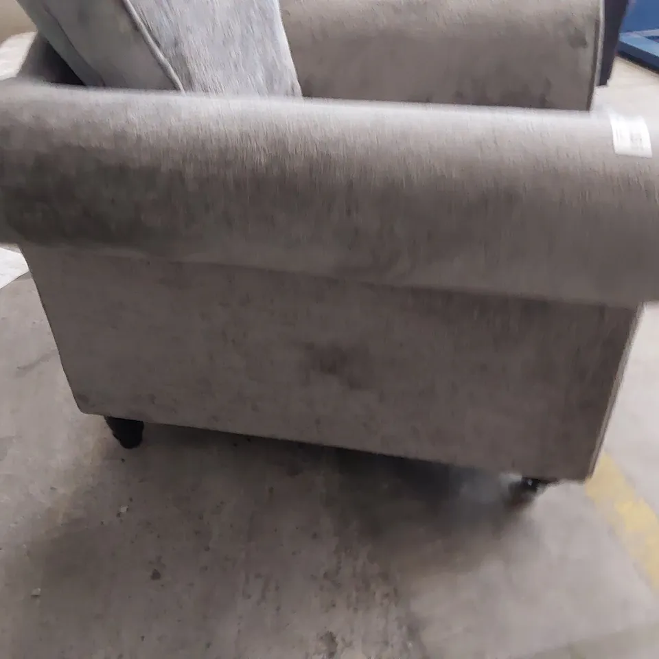 DESIGNER SCROLL ARM EASY CHAIR GREY FABRIC 
