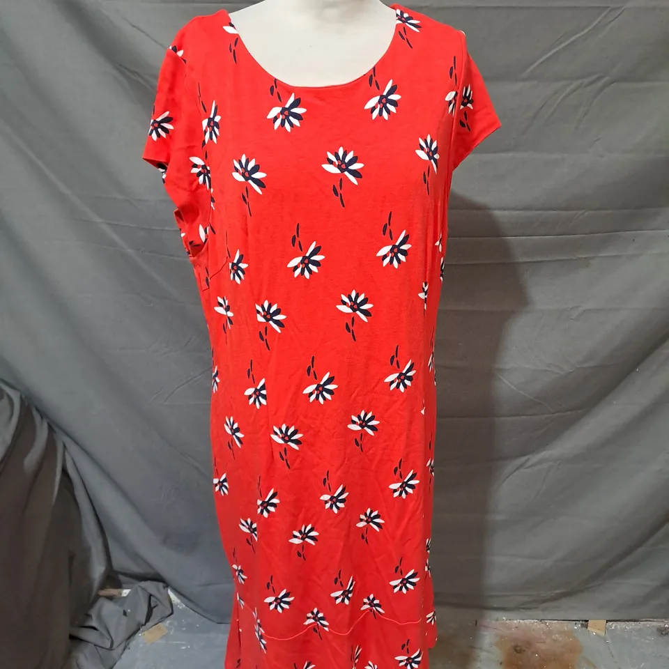 BODEN LADIES MAXI DRESS RED FLORAL PRINT SIZE 22