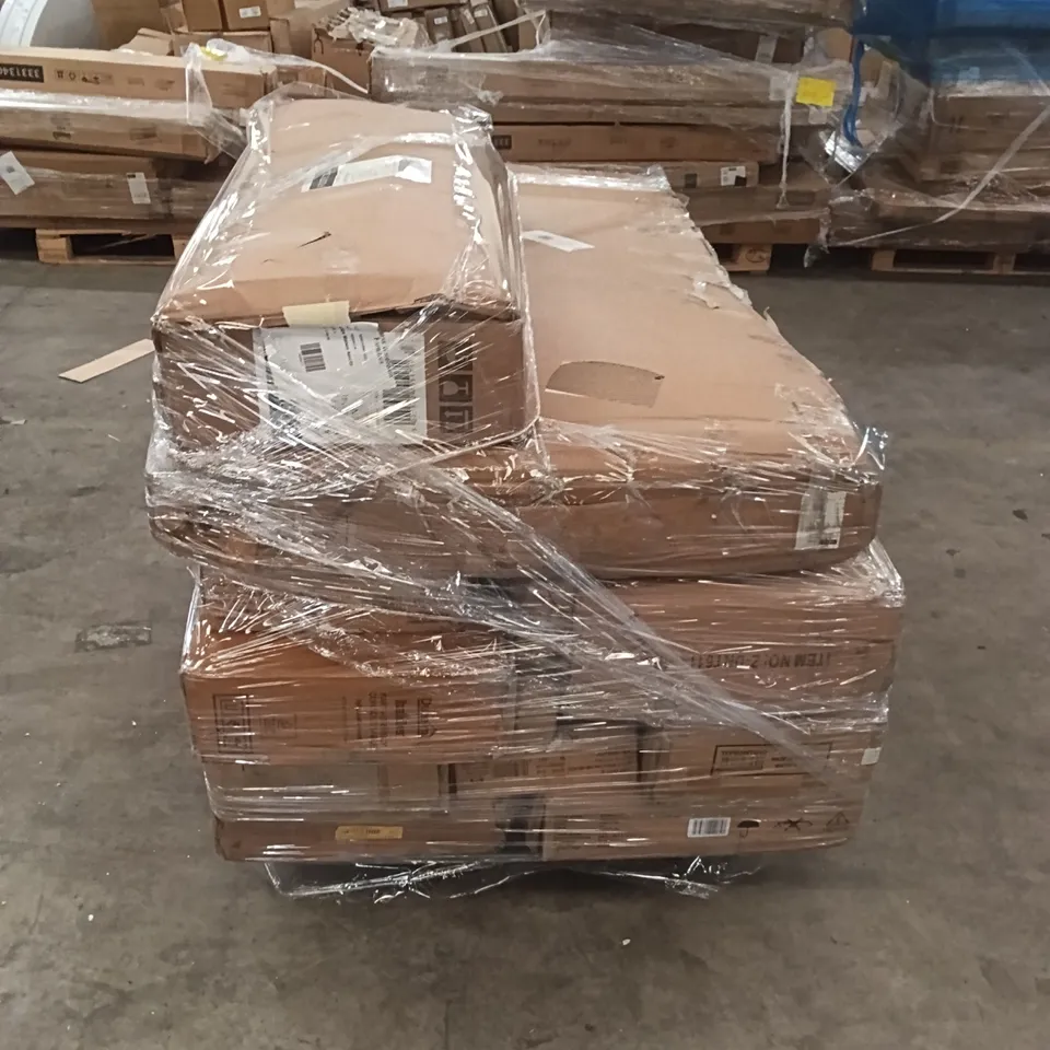PALLET OF ASSORTED INCOMPLETE FURNITURE PARTS INCLUDING HAIDER CONSOLE TABLE, TEEPEE BED WHITE & GREY, FOOTSTOOL