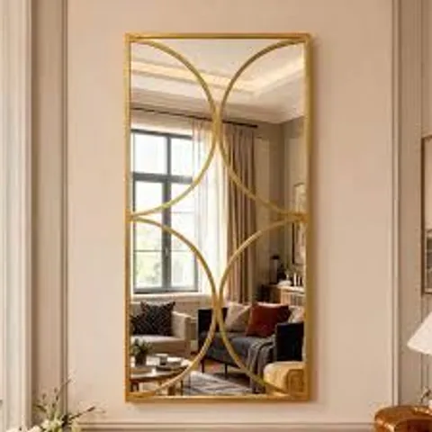 BOXED MODERN 47.2" DECORATIVE WALL MIRROR - GOLD (1 BOX)