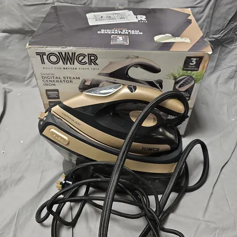 BOXED TOWER 2400W DIGITAL STEAM GENERATOR IRON – BLACK & GOLD