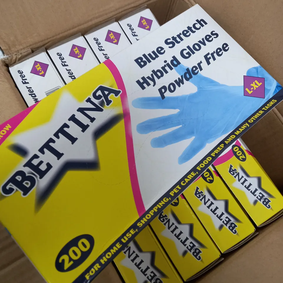 BOX OF 10 X BETTINA BLUE STRETCH GLOVES 