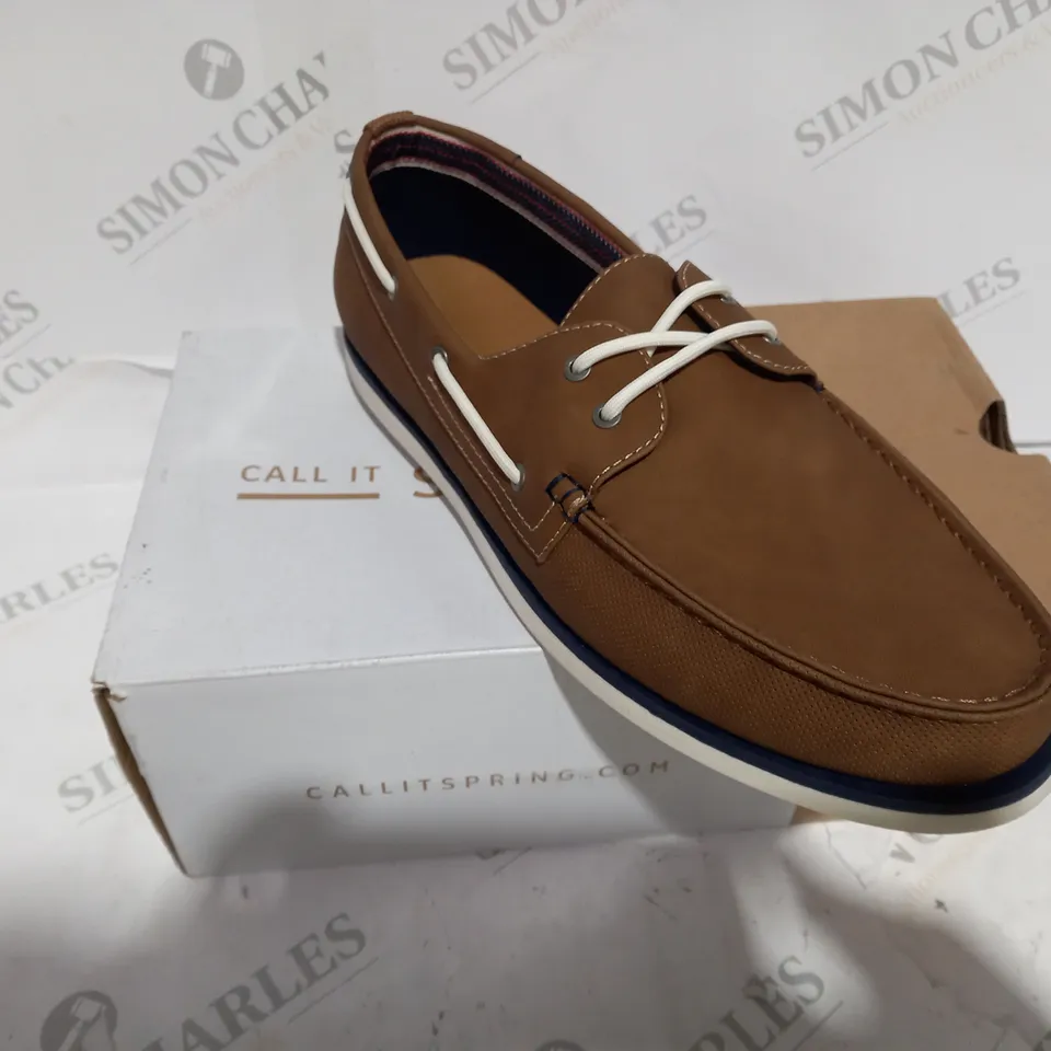 BOXED PAIR OF CALL IT SPRING ROSMER SHOES IN BROWN - UK SIZE 12