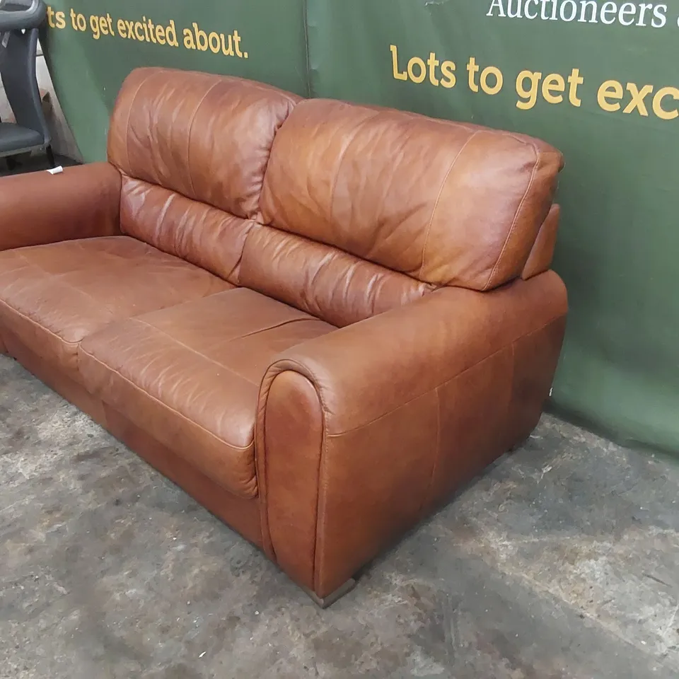 QUALITY DESIGNER BROWN FAUX LEATHER 3 SEATER SOFA