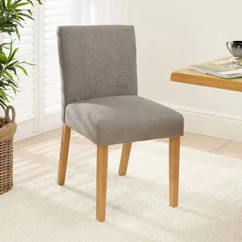 BOXED MONTY GREY FABRIC DINING CHAIR WITH OAK LEGS