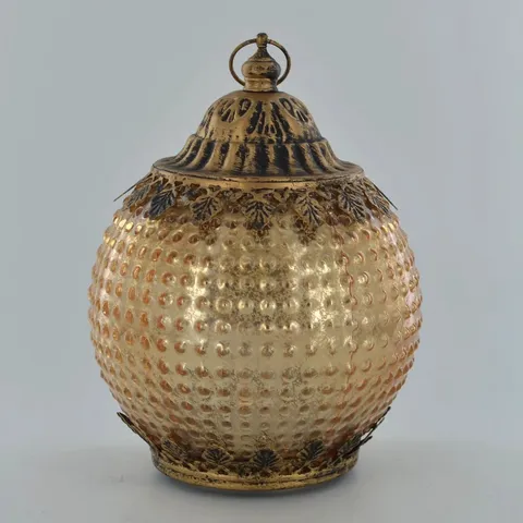 BOXED ORNATE MOROCCAN STYLES GOLD & SILVER GLASS LANTERNS