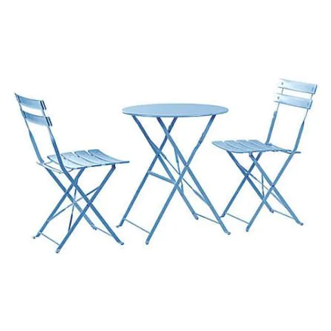 BOXED STEEL FOLDIND OUTDOOR SET 2+1 - BLUE (2 BOXES)