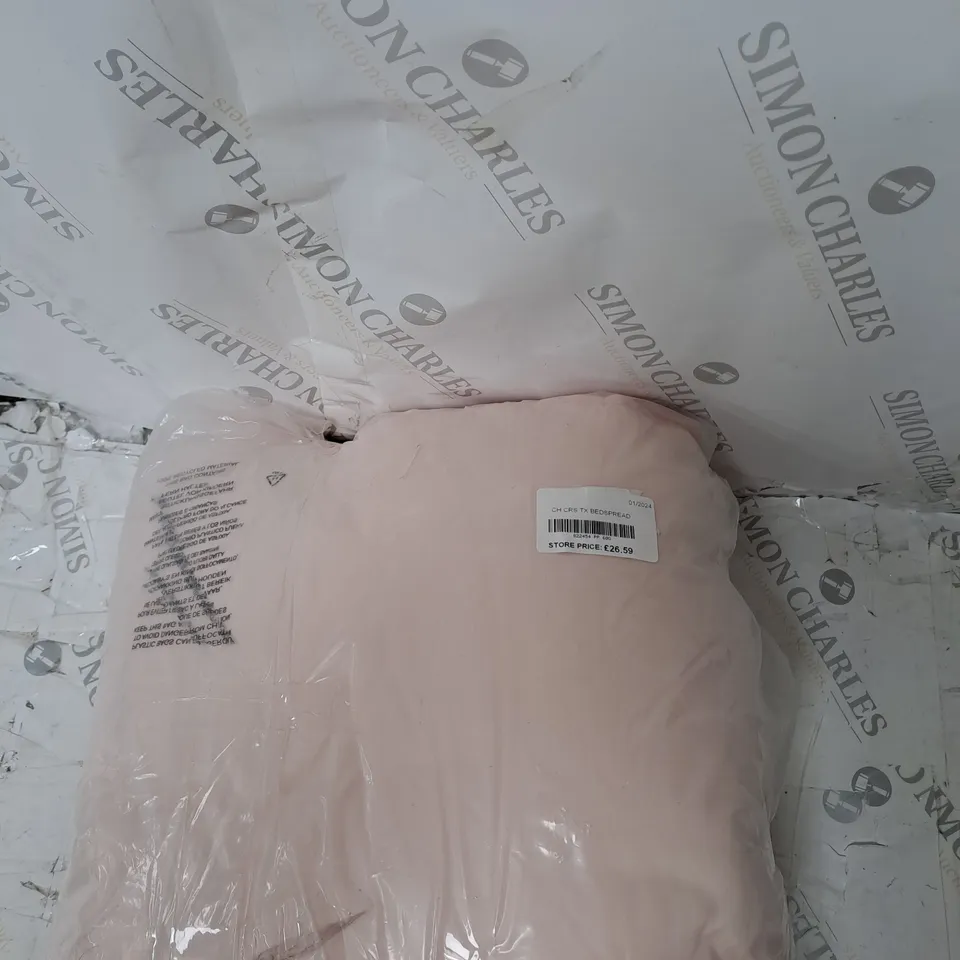 BOXED SUPERSOFT BY COZEE HOME CROSS TEXTURED BEDSPREAD, PALE PINK, 150X200CM