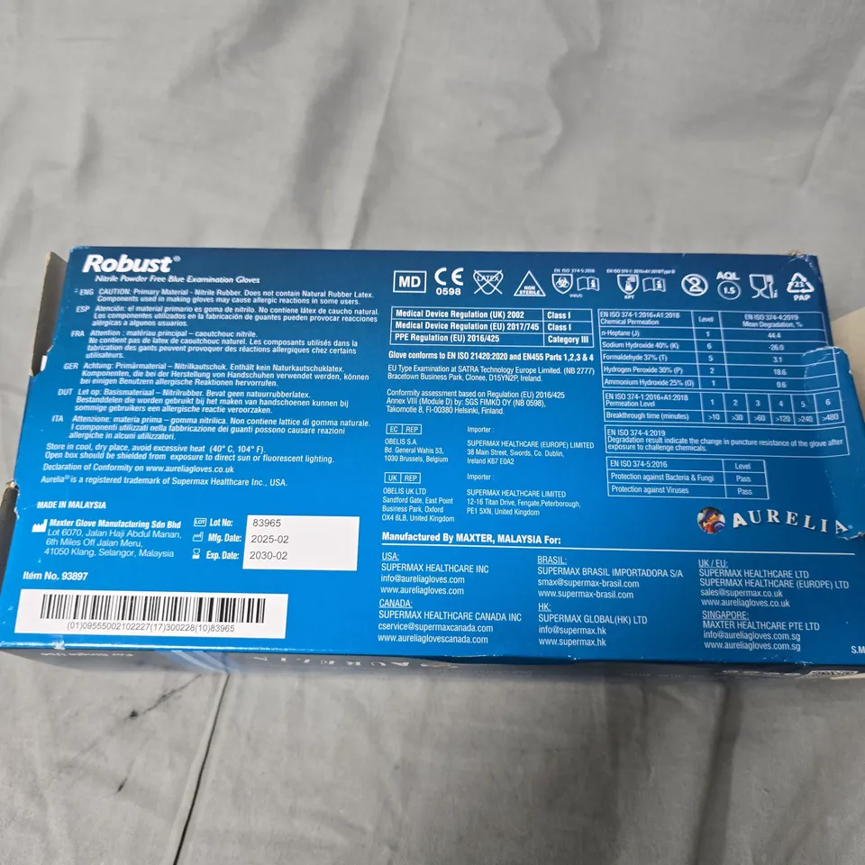 ROBUST NITRILE POWDER FREE BLUE EXAMINATION GLOVES – MEDIUM (100 GLOVES) (VERIFY BRAND)