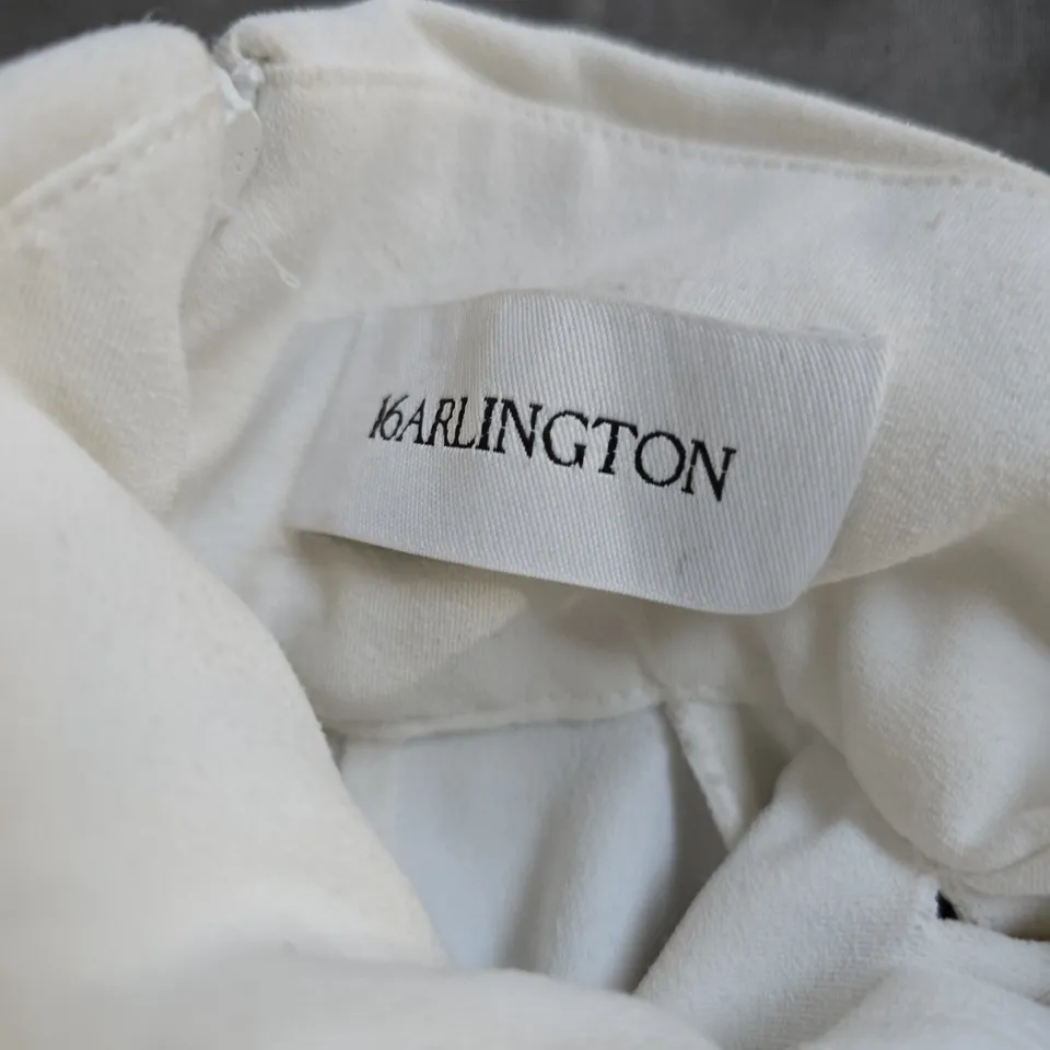 16ARLINGTON WHITE DRAPED DRESS WITH FEATHERED CUFFS - SIZE UNSPECIEFIED