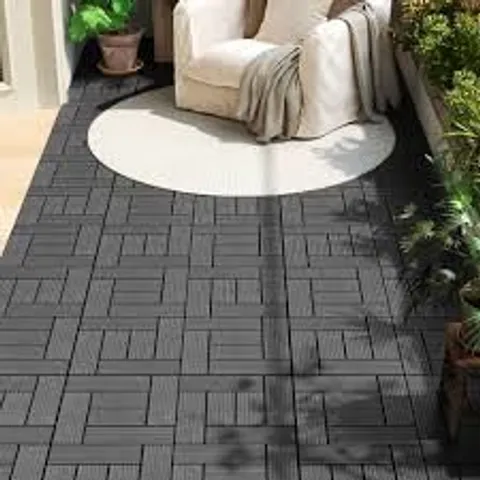 BOXED WOLTU 11 X GTF004GR WPC FLOOR TILES 30 X 30 CM FOR GARDEN PATIO OUTDOOR PLUG-IN FIXING, GREY (1 M²)