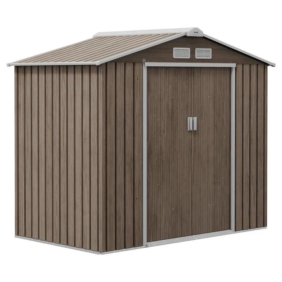 BOXED BRADLYN 7FT W × 4FT D GALVANISED STEEL STORAGE SHED
