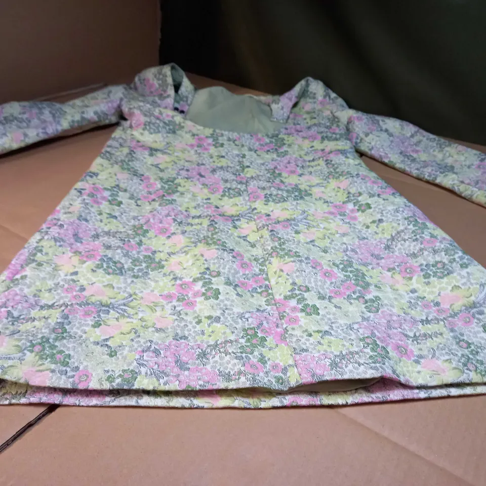 &OTHER STORIES PINK/GREEN TEXTURED MIDI DRESS - SIZE 10