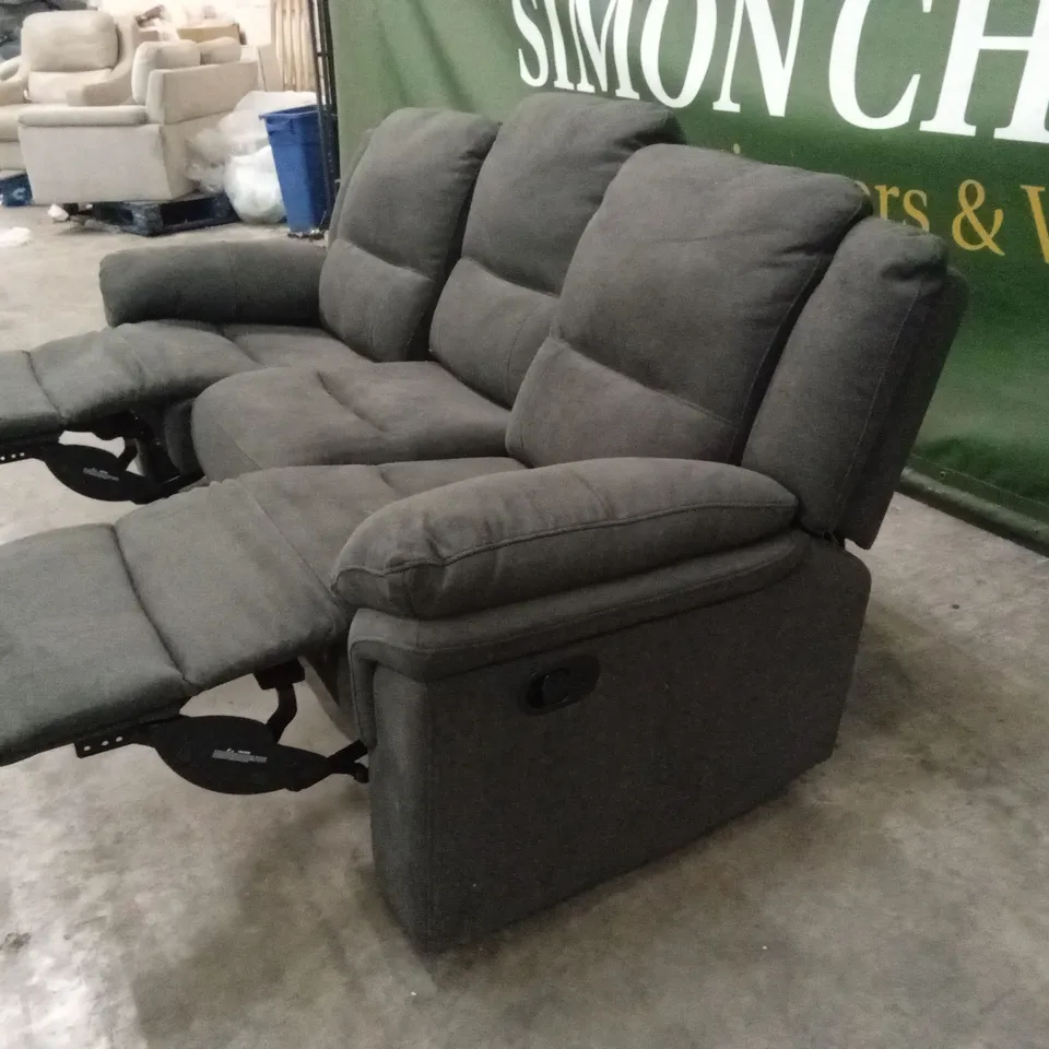ALBION CHENILLE 3 SEATER HIGH BACK MANUAL RECLINER SOFA - CHARCOAL RRP £679