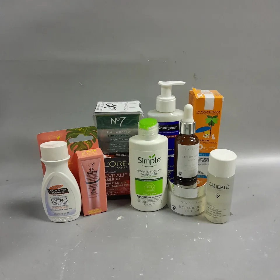 LOT OF 10 HEALTH AND BEAUTY ITEMS TO INCLUDE LA ROCHE-POSAY ANTHELIOS 50+ BABY LOTION (50ML), CAUDALIE VINOPERFECT ESSENCE GLYCOLIQUE (50ML), NO7 FUTURE RENEW NIGHT CREAM (50ML), ETC. 