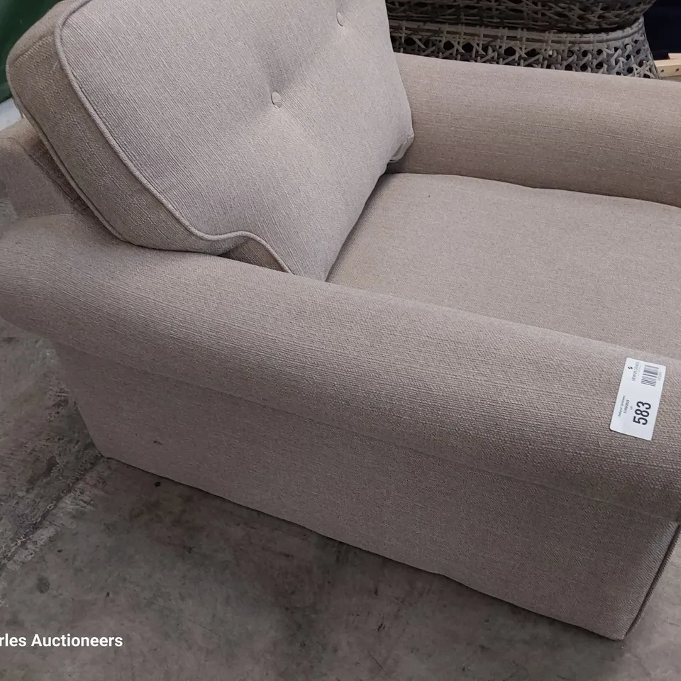 DESIGNER EASY CHAIR FAWN FABRIC 