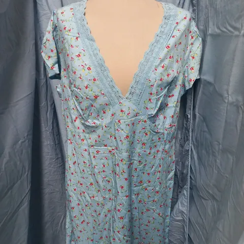 NOBODYS CHILD KACEY MIDI DRESS – BLUE FLORAL, UK 18