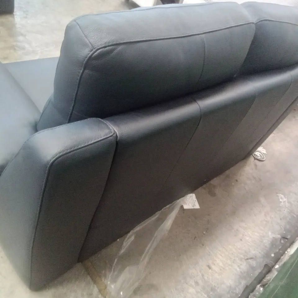 QUALITY ITALIAN DESIGNER MARCELLO 2 SEATER SOFA - BLUE NAVY LEATHER 